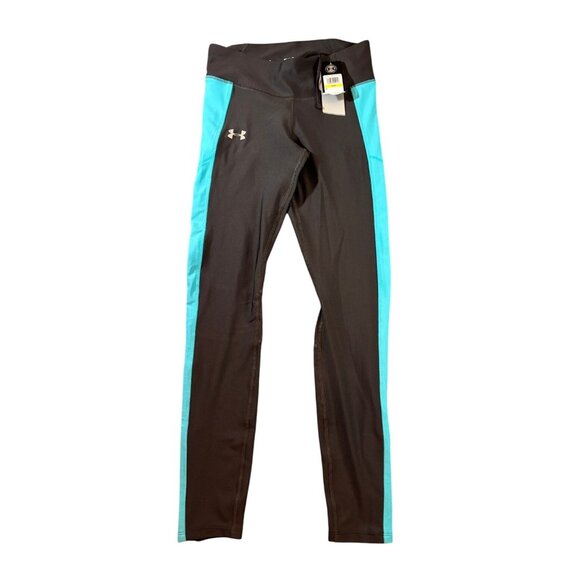 Under Armour Womens HeatGear Compression Zipper Leggings Black & Blue Size M - Picture 1 of 7